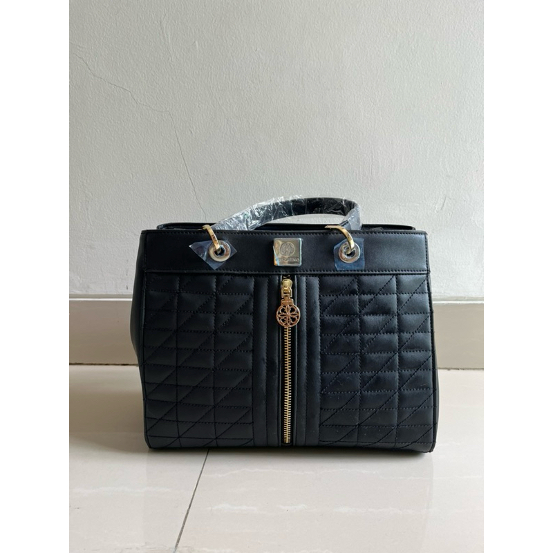 Les Catino Shanghai Ren Satchel-28 Black Quilted
