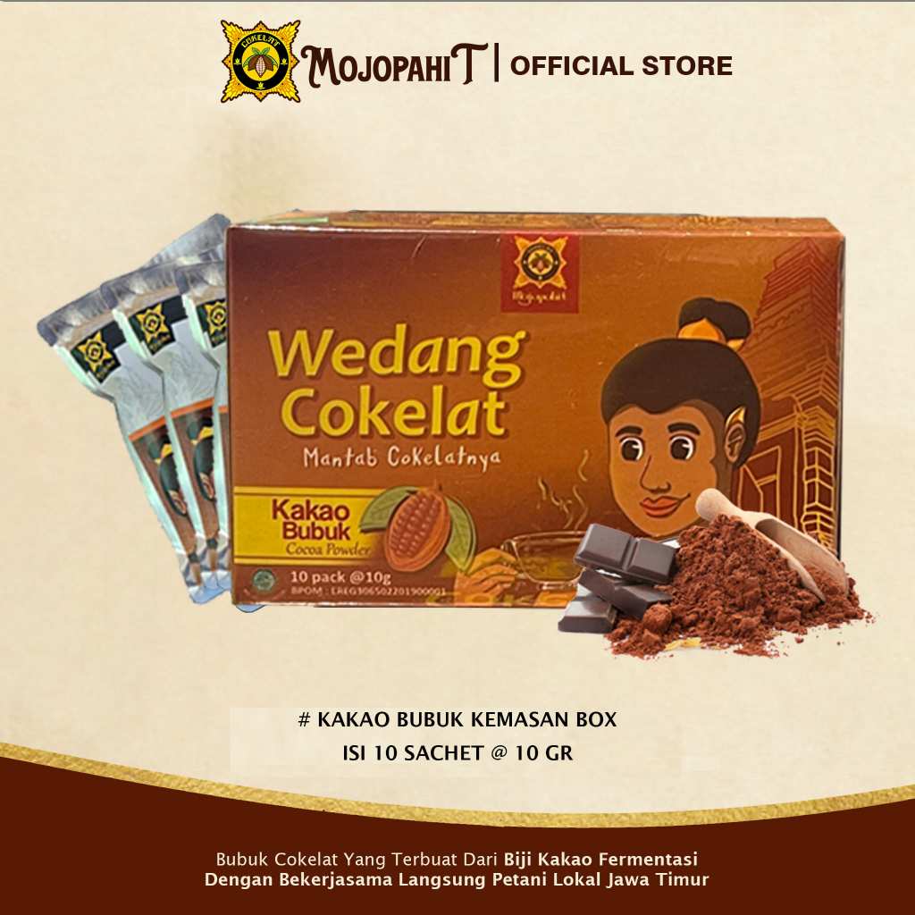 

Cokelat Mojopahit | Bubuk Kakao Murni Kemasan Box | isi 10 Sachet @ 10 gr