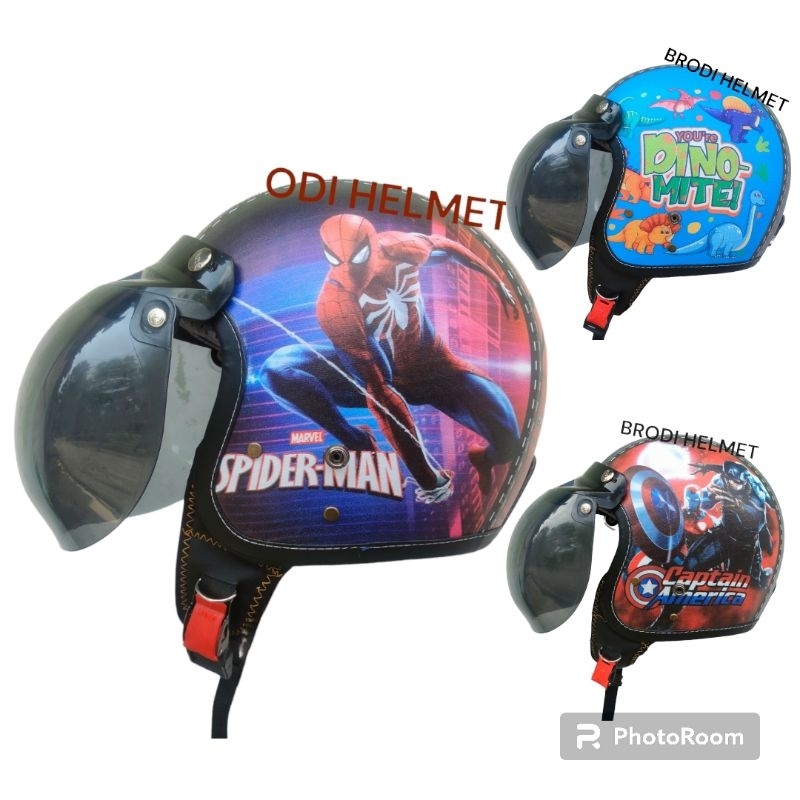 LIMITID EDITION HELM BOGO RETRO ANAK LAKI-LAKI KARAKTER SPIDEMAN USIA 7-12 TAHUN BISA COD!!!bogo jun