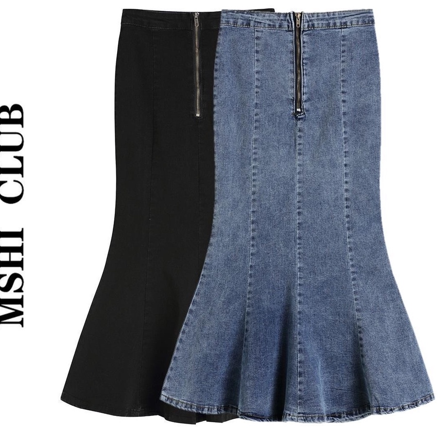 MEGA SALE Rok jeans panjang wanita rok sobek fashion korean style wanita rok belah samping cewek sek