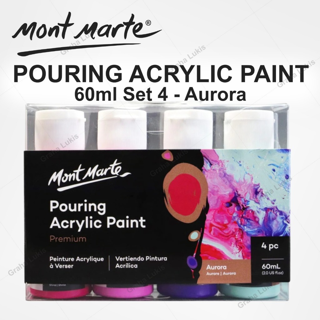 

Mont Marte Premium Pouring Acrylic Paint 60ml (2oz) 4pc Set - Aurora