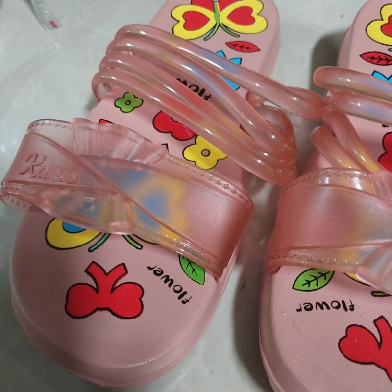 KKY-[SANDAL ANAK] Karis Bunga Kupu Cantik Wanita Perempuan Selop Slop Sendal Slip On Slipper Karet