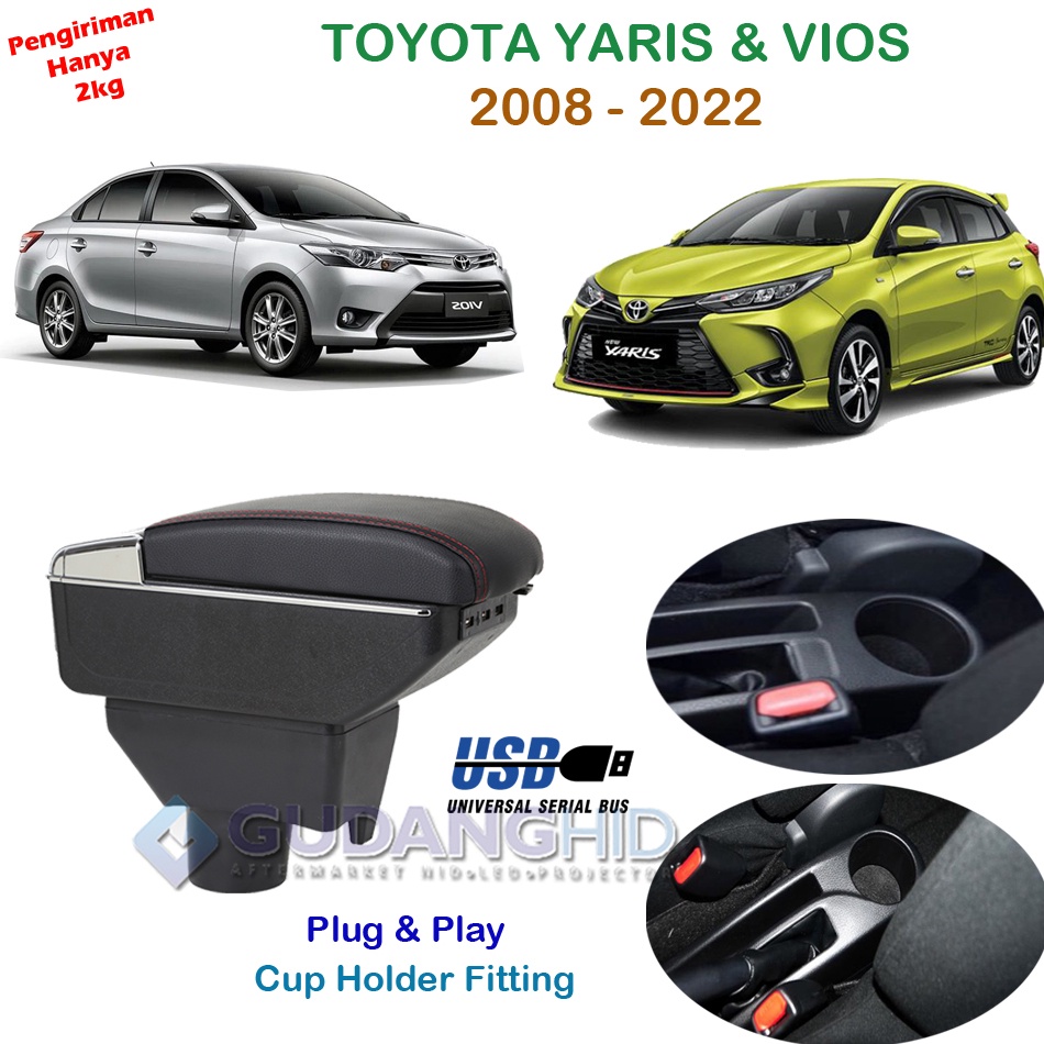 Big Sale Armrest Mobil Toyota Vios Yaris 28  222 Console Box 7 USB Port Charger  LED