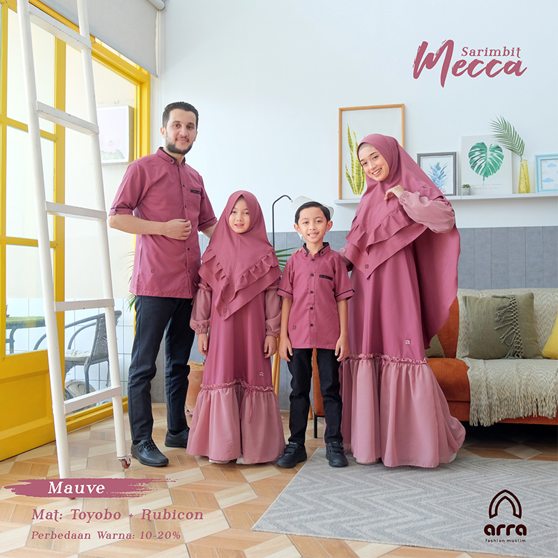 Sarimbit Keluarga 2024 Arra Mecca Mauve Baju Couple Keluarga Lebaran 2024