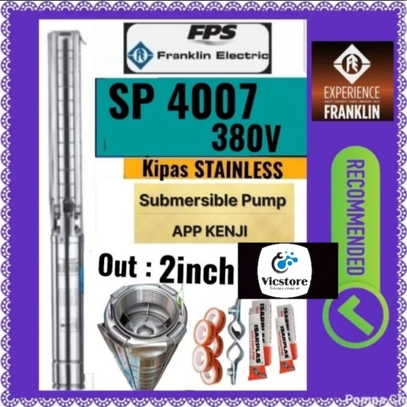 Pompa submersible pump app sp 4007 c/w Franklin 1.1kw 1.5hp 3phase 380 App Kenji