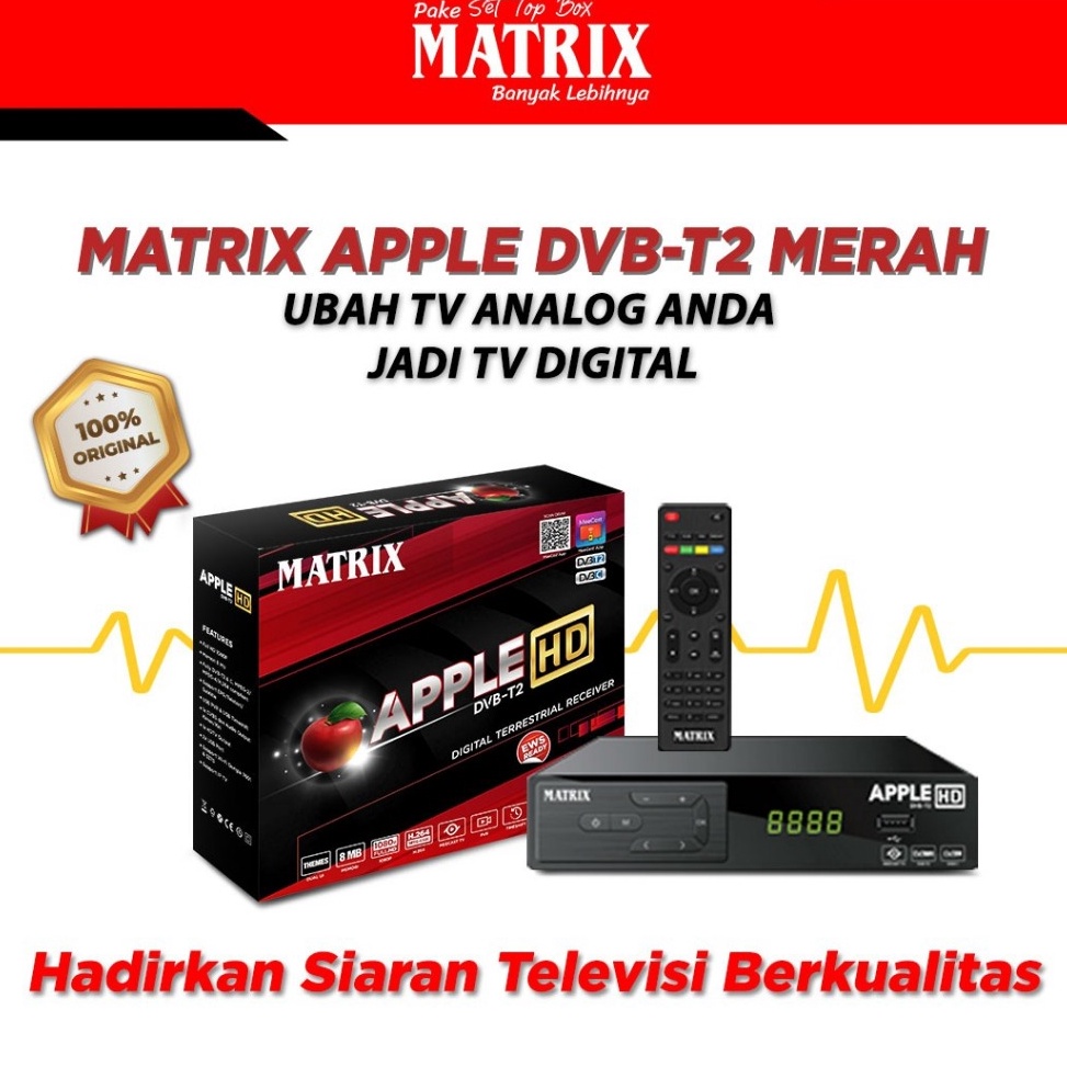 Serba murah STB MATRIX APPLE DVBT2 MERAH HD t Kemasan Baru
