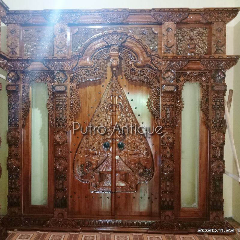 PINTU GEBYOK UKIR 3 METER UKIRAN PINTU GUNUNGAN KELIR [FINISHING]