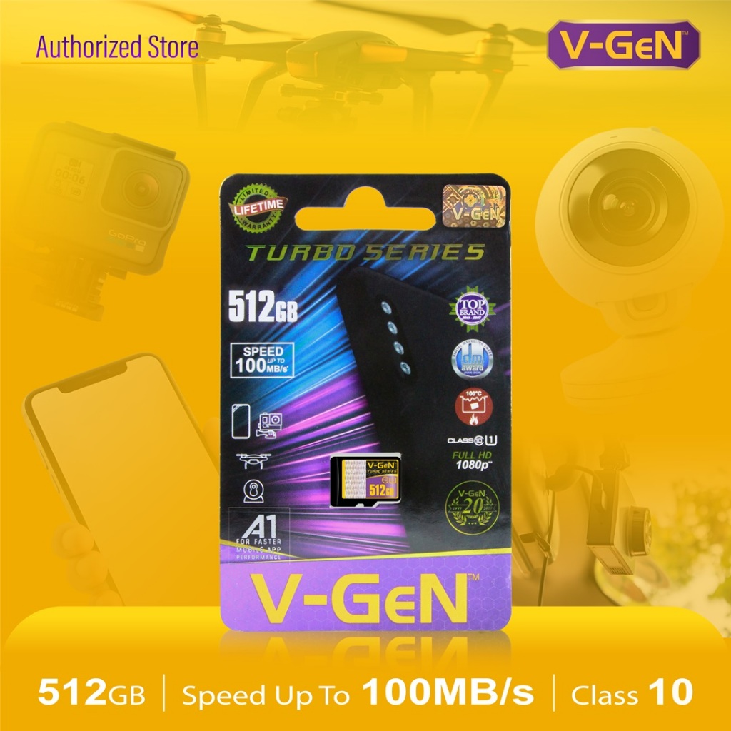 V-GeN Micro SD 512GB Turbo Class 10 VGEN Memory Card MicroSD 512 GB Class10