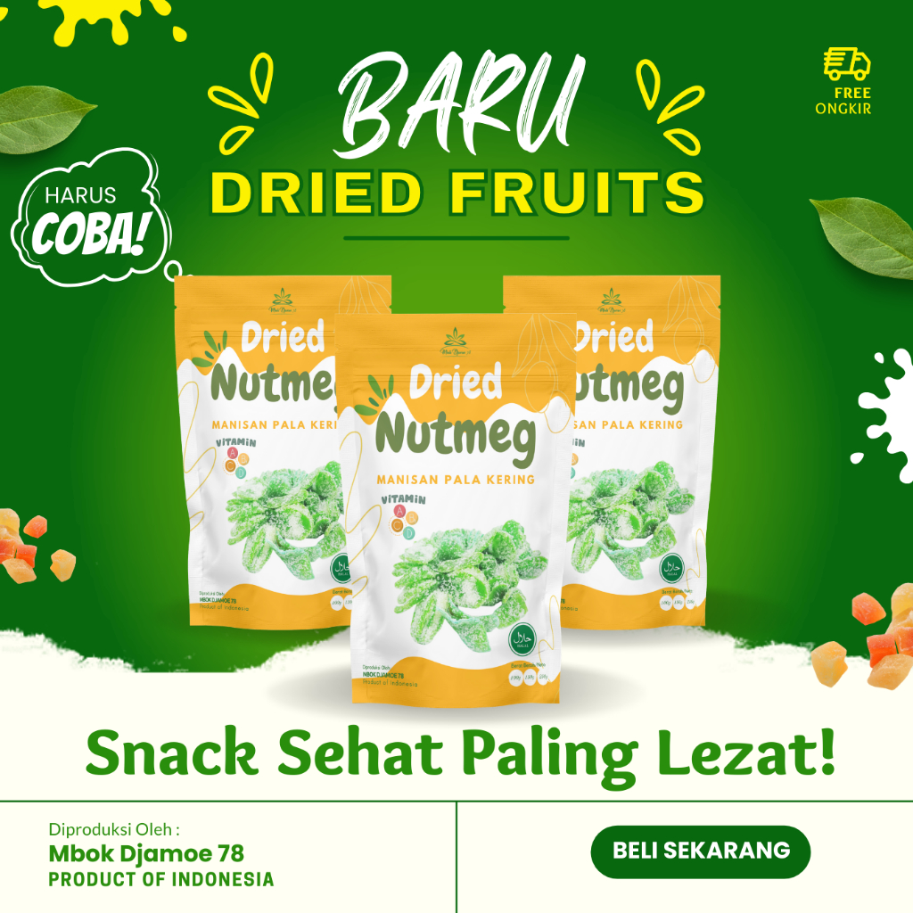 

Manisan Buah Pala Kering Cap Mbok Djamoe 78 Dried Nutmeg Kualitas Premium