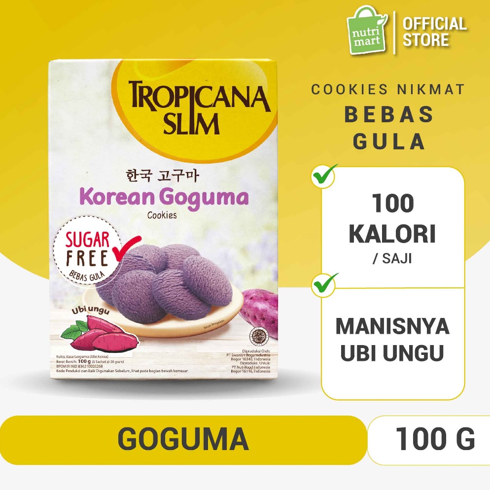 

Cuci gudang Tropicana Slim Korean Goguma Cookies 5 Sch Snack Biskuit Diet Rendah Kalori Bebas Gula