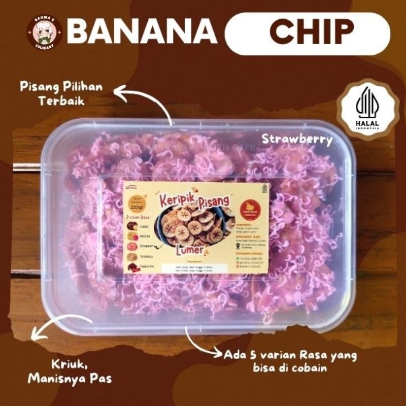 

Keripik Pisang Lumer Strawberry/Banana Chips/Stroberi/250g