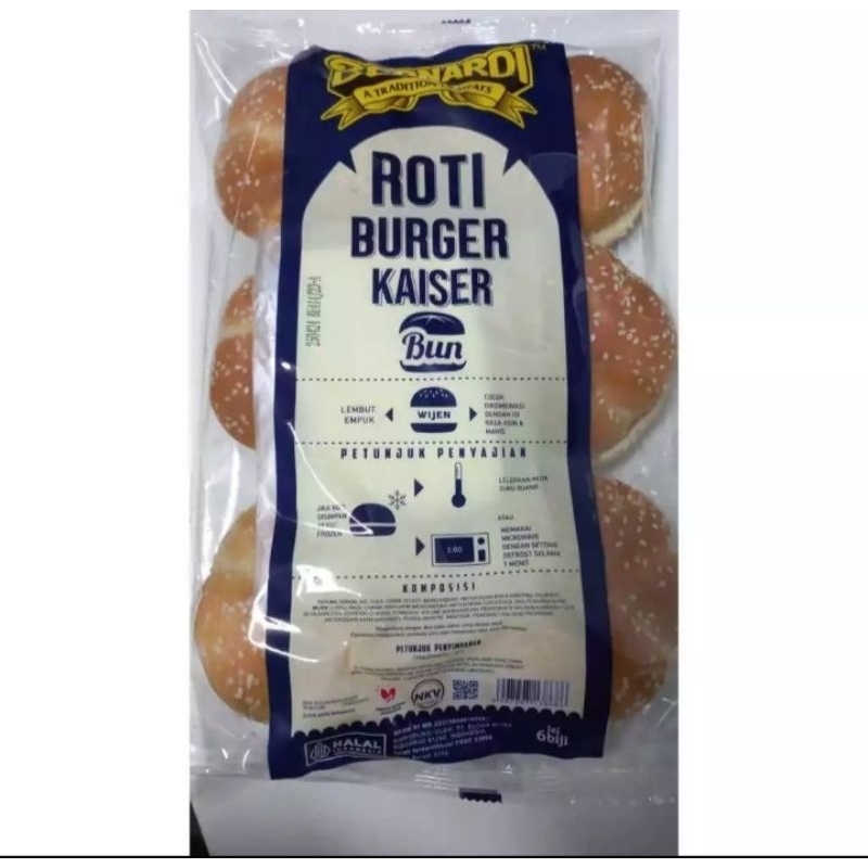 

Bernardi Roti Burger Wijen Kaiser ( bentuk bunga ) isi 6 pcs