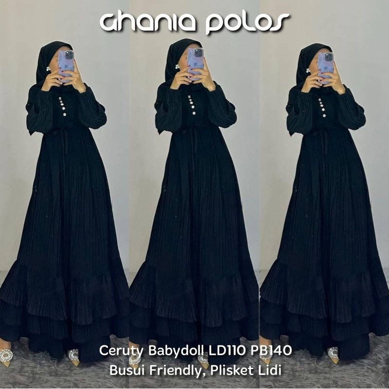 Ghania Ghana maxy dress plisket bahan ceruty POlos