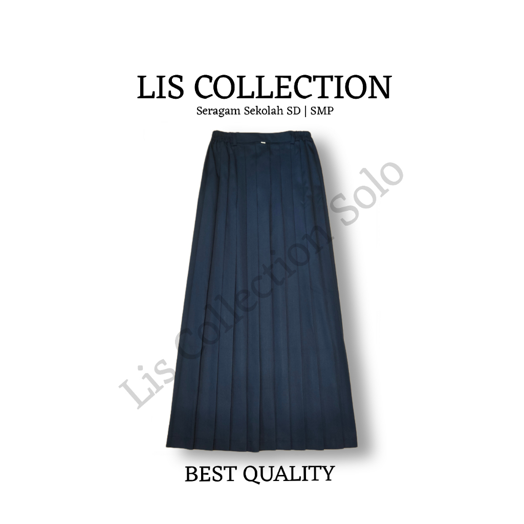 Rok SMP Plisket Panjang Biru Tua Bahan DRILL