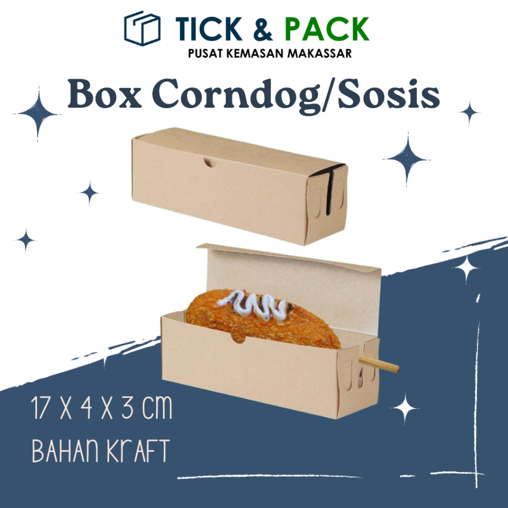 

[ Isi 10 ] Dus Kraft Corn Dog Sosis 17 x 4 x 3 CM Laminasi Kemasan Kue Dus Kue Packaging Kardus