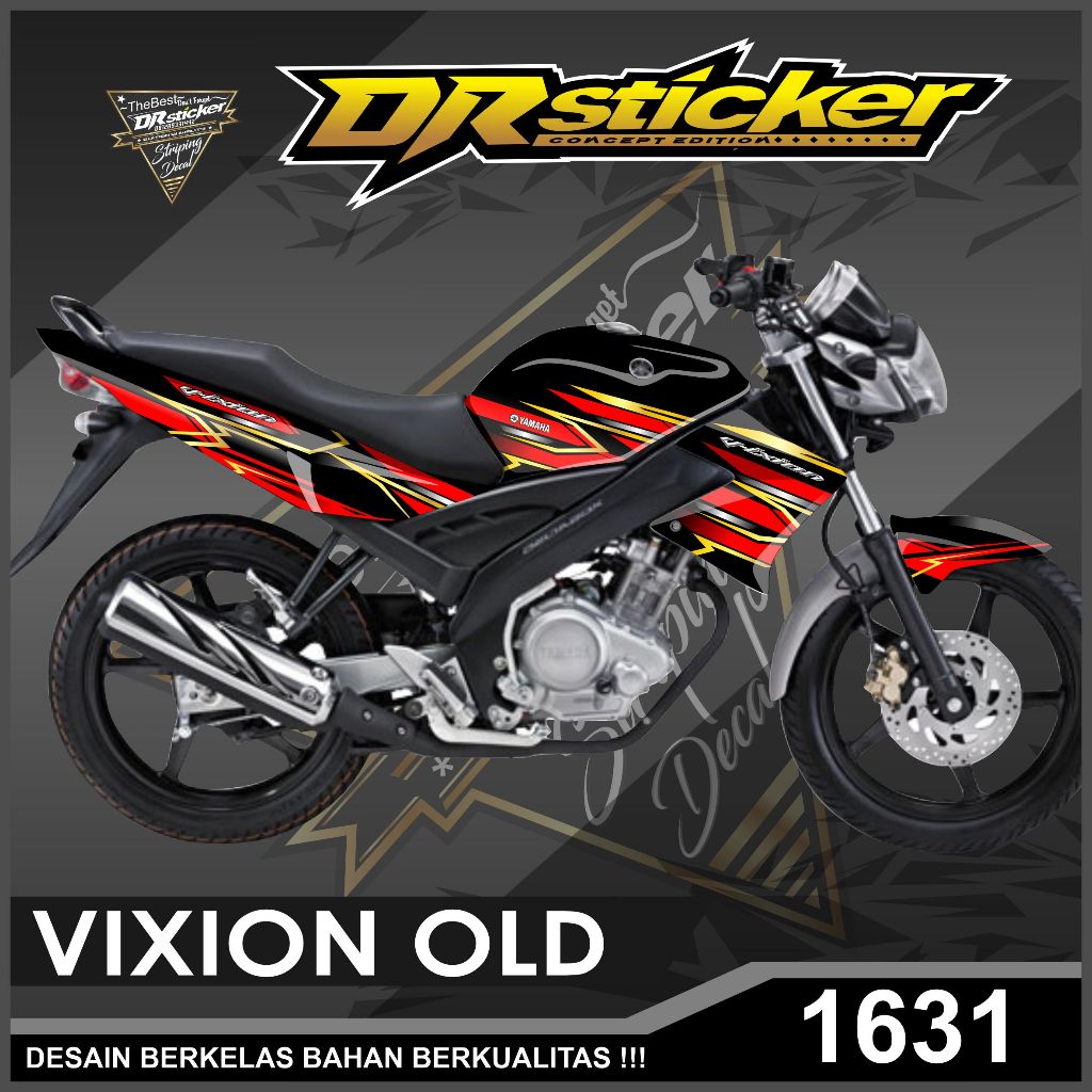 Lis Variasi Decal Cod-Decal/Sticker Variasi Motor Yamaha Vixion Old Motif Racing Merah Gold/Sticker 