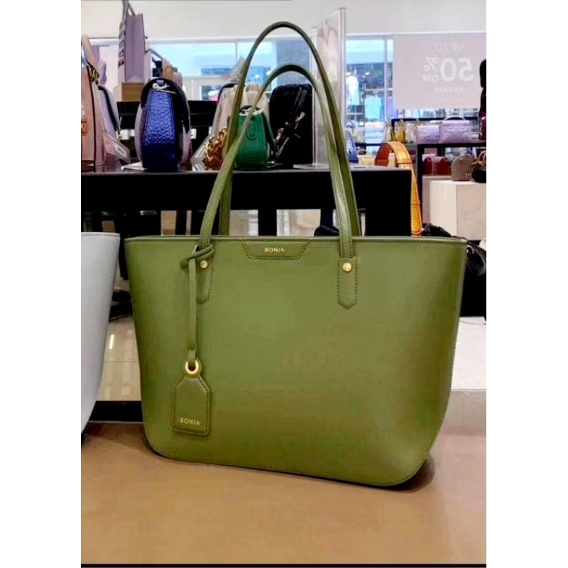 Bonia Original tote leather size M green