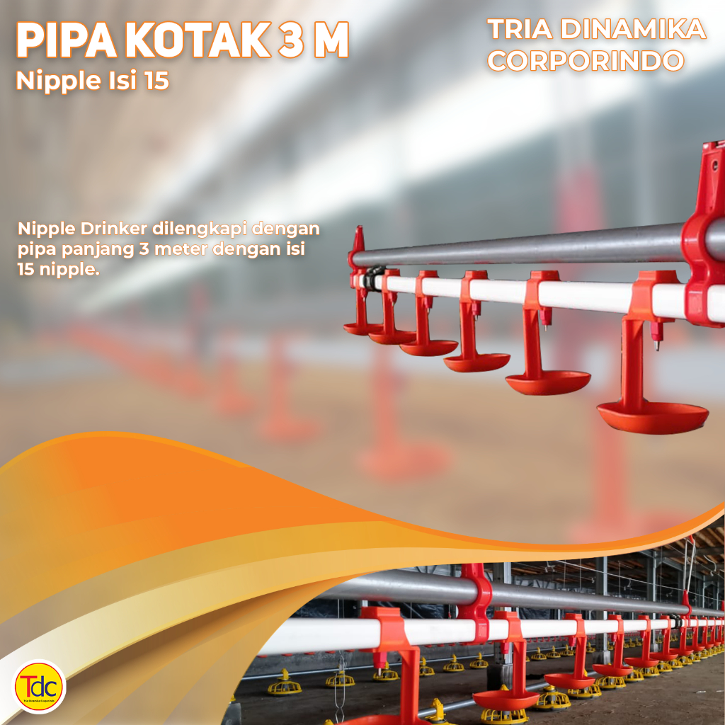 Pipa Kotak Plus Nipple 3/4 15 Lubang - Pipa/Paralon Kotak Nipple/Nipel/Napel/Nipple/Niple Ayam - Ala