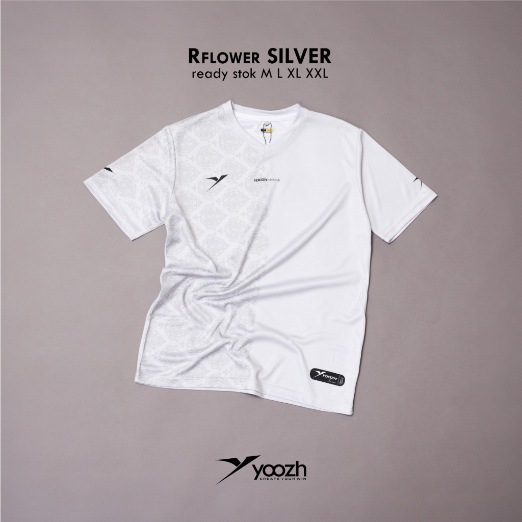 Baju badminton Yoozh R-FLOWER SILVER jersey badminton kaos olahraga yoozh original