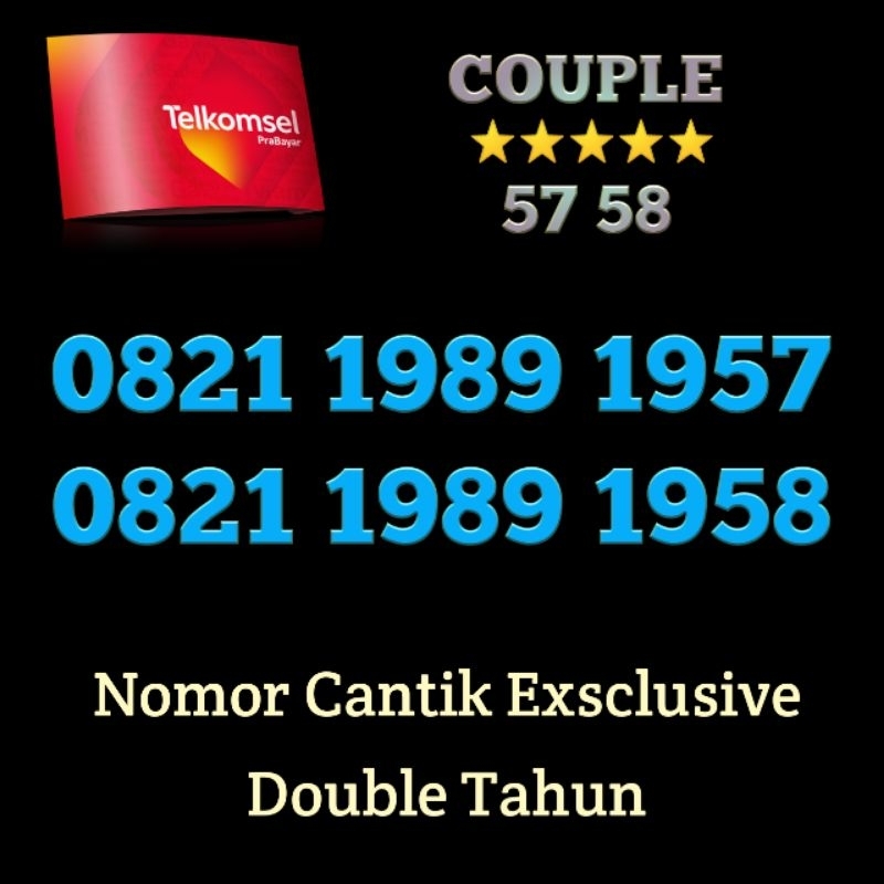 Kartu perdana Telkomsel berkualitas spesial nomor cantik Hoki 5758 simPATI couple double tahun 1989