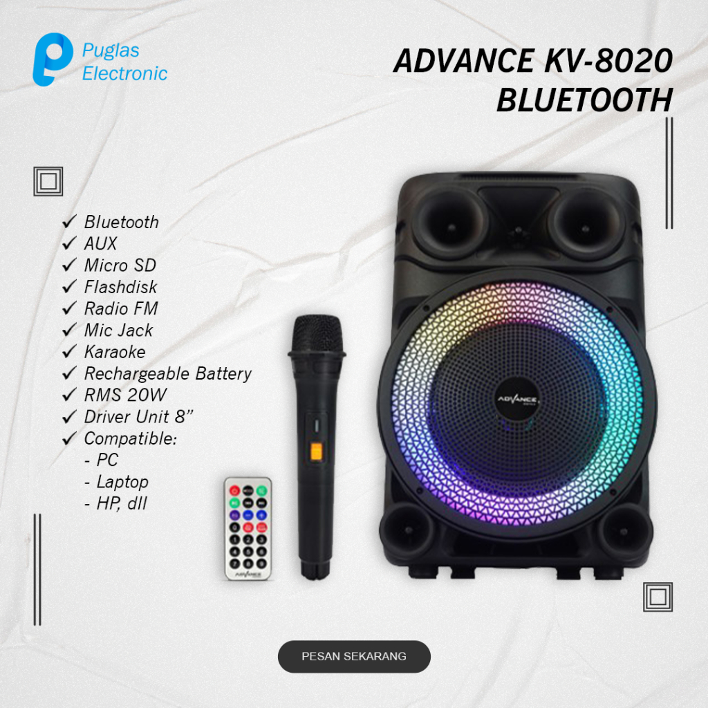 Speaker Bluetooth Advance KV-8020 Karaoke PC Komputer Laptop HP