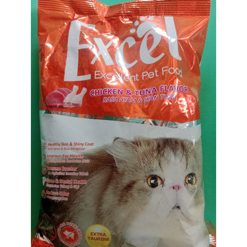 MAKANAN KUCING EXCEL CHICKEN &TUNA 500gr
