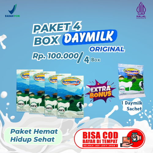 

4 Box DAYMILK Free 1 DAYMILK Sachet. Paket Hemat 4 Box Daymilk Rasa Original