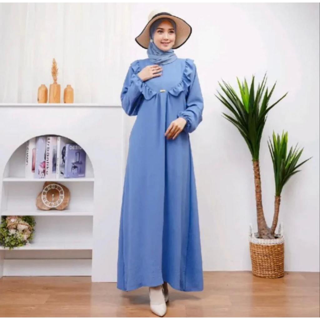 NAMIRA DRESS Gamis Crinkle Airflow Premium Baju Dress Gamis Resleting Depan Bahan Crinkle Premium