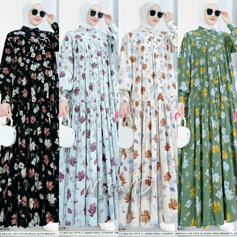 Midi Motif Series Original Pinkan Gamis Wanita Terbaru Home Dress Busui Rayon Viscose Premium Homey/