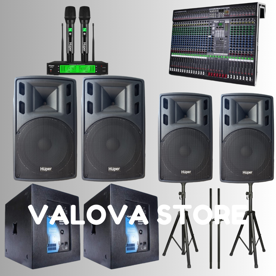 Paket 15 soundsystem Huper 15HA400 + Sub SRP118SE + Huper QX 24