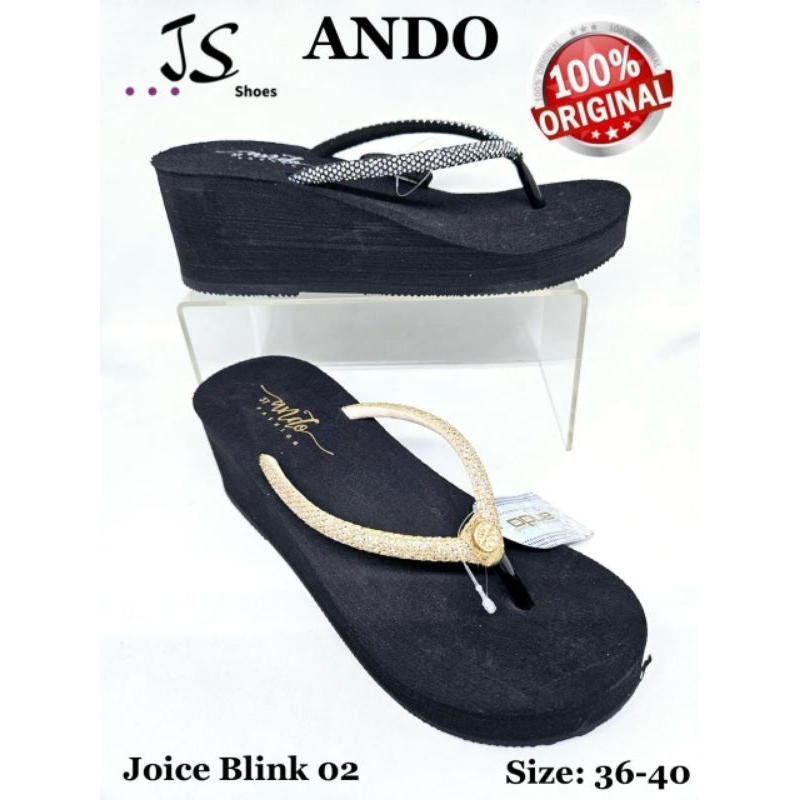 ANDO JOICE BLINK 02 - SANDAL JEPIT WEDGES SPON WANITA DEWASA MERK ANDO ORIGINAL