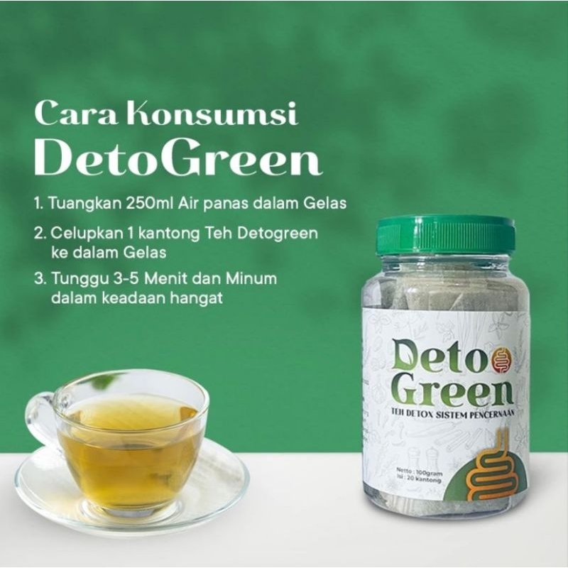 DetoGreen Paket 2 Botol Teh Detox SIstem Pencernaan untuk Usus Sehat dan Teh Diet Alami Ampuh
