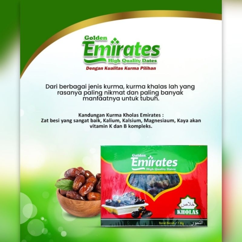 

Kurma Khalas - Kholas Date Golden Emirates 1 Kg