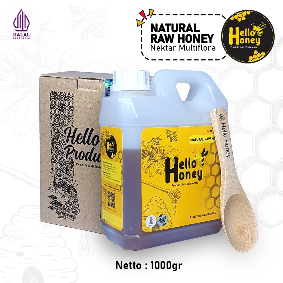 

1212 SALE Hello honey Madu Asli Murni 1 KG Natural Raw Honey gas