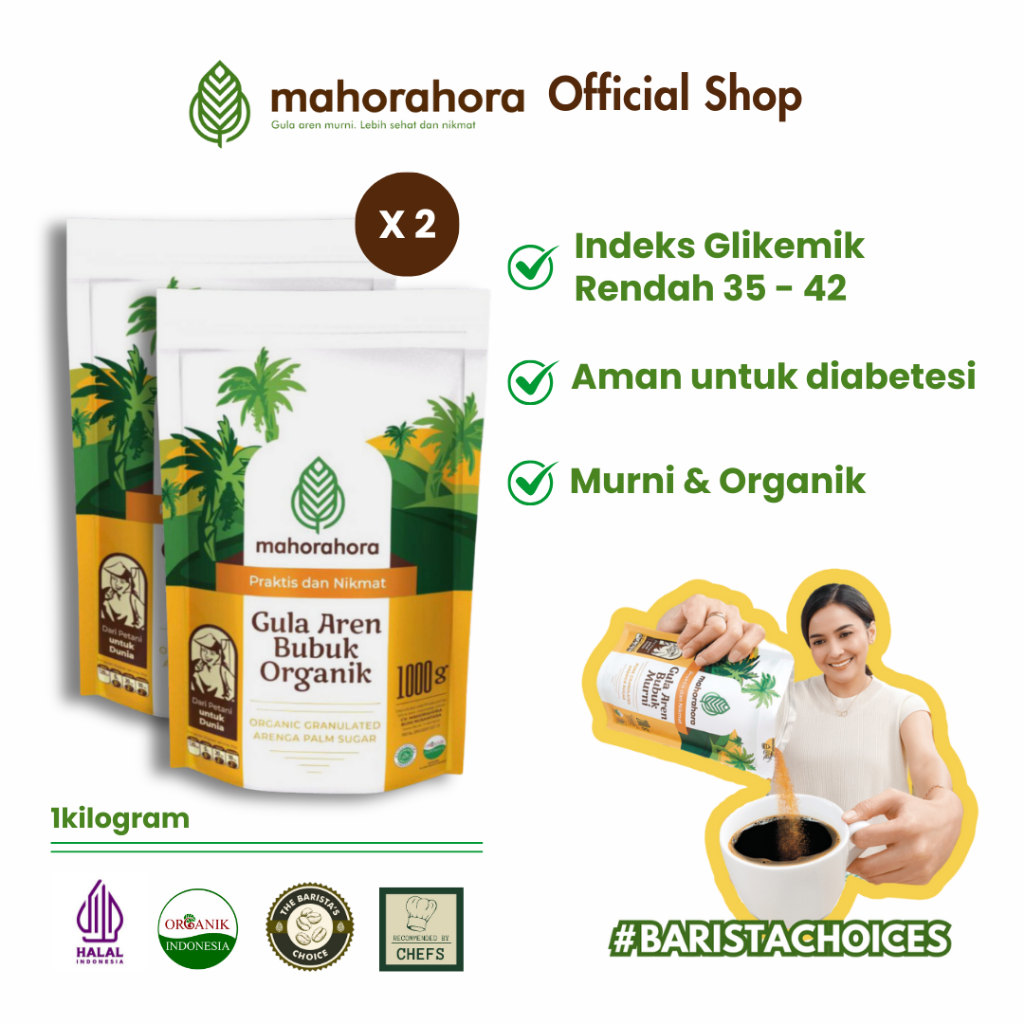 

Mahorahora Paket Hemat Gula Aren Bubuk Organik 1 Kg , Premium dan Halal - 2 pcs