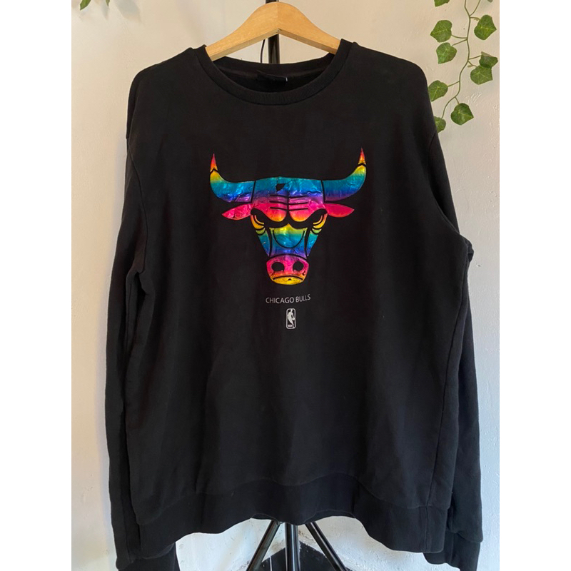Crewneck Chicago Bulls hitam pekat full tag