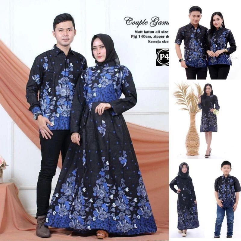 seragam couple keluarga sarimbit - gamis batik - kemeja pria - baju batik anak - CPWR