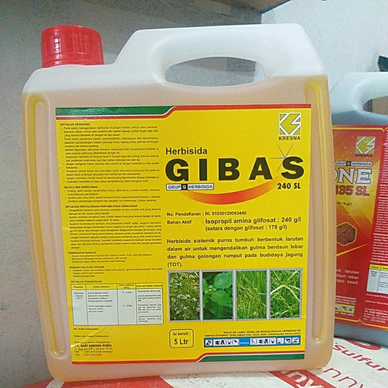 GIBAS 240 SL 5 LITER, SISTEMIK, GLIFOSAT SEPERTI ROUND UP, SEE TOP, GEMPUR,, BABLAD, DLL
