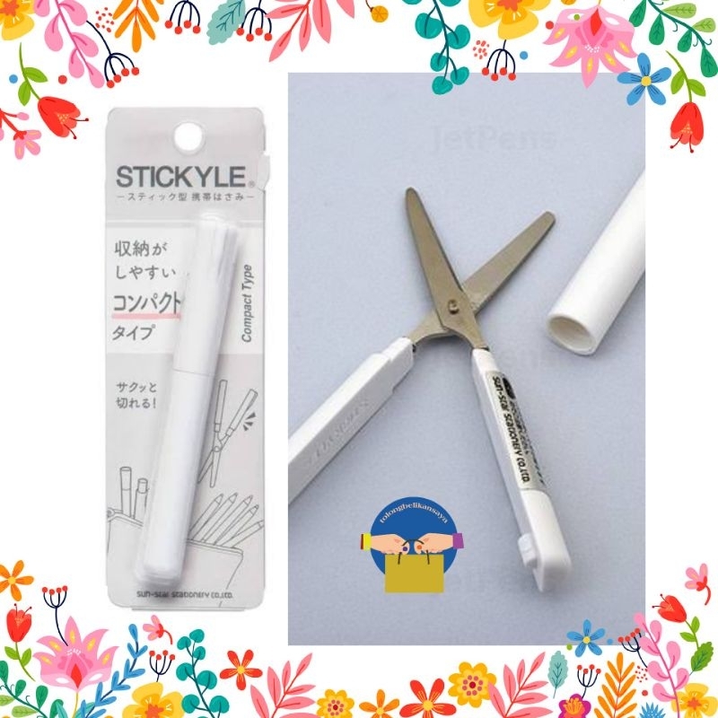 

stickyle Compact type scissors japan white (gunting jepang kecil tajam)