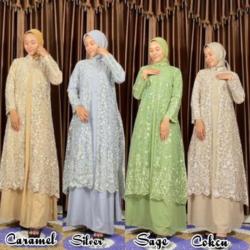 (REALPICT)GAMIS TILLE BORDIR OUTER LEPAS PASANG/GAMIS OUTER/GAMIS PESTA