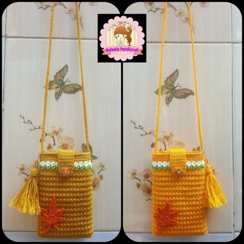 Tas rajut HP/Tas rajut selempang/Tas rajut Handmade