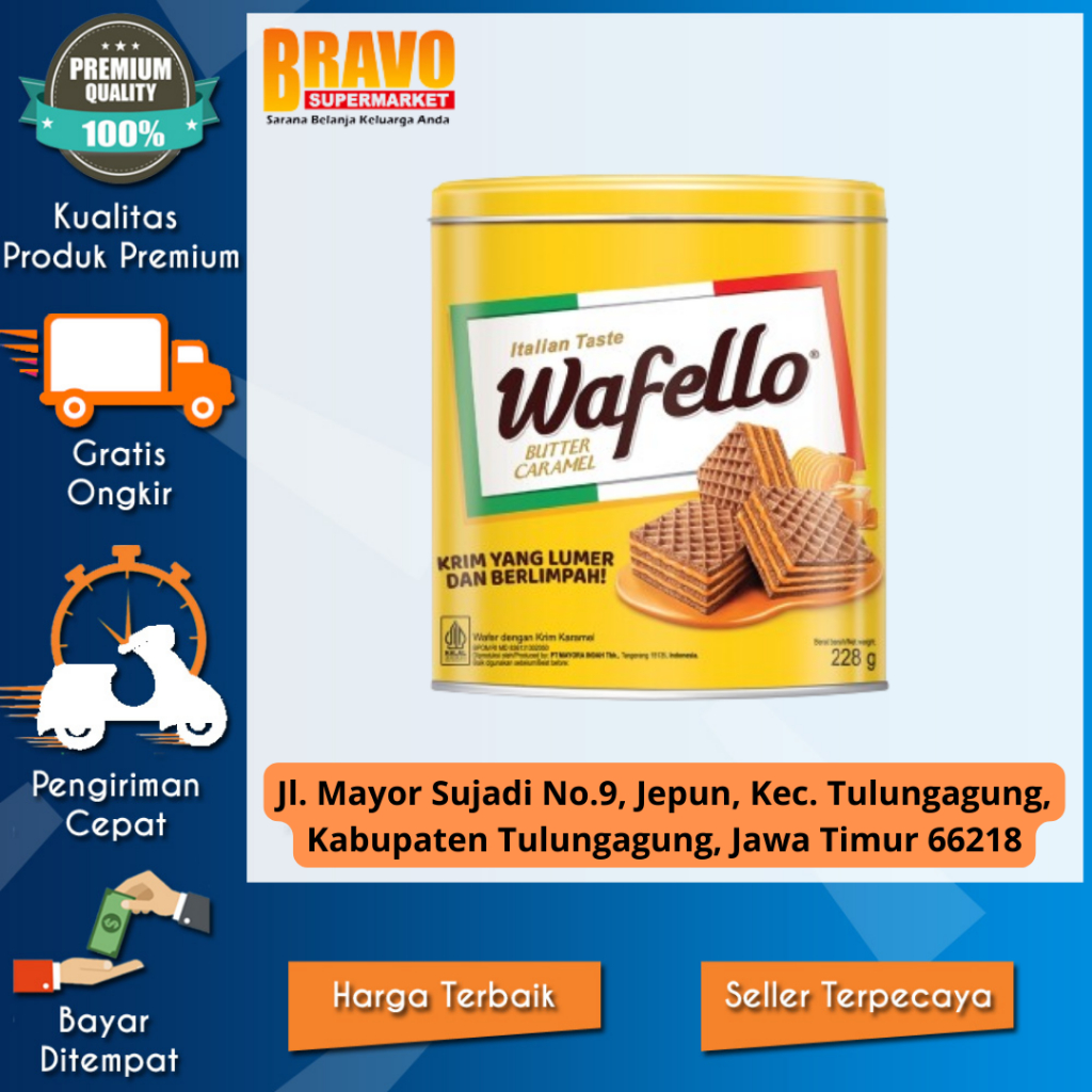 

Bravo Supermarket Tulungagung - Wafer Wafello Butter Caramel Kaleng