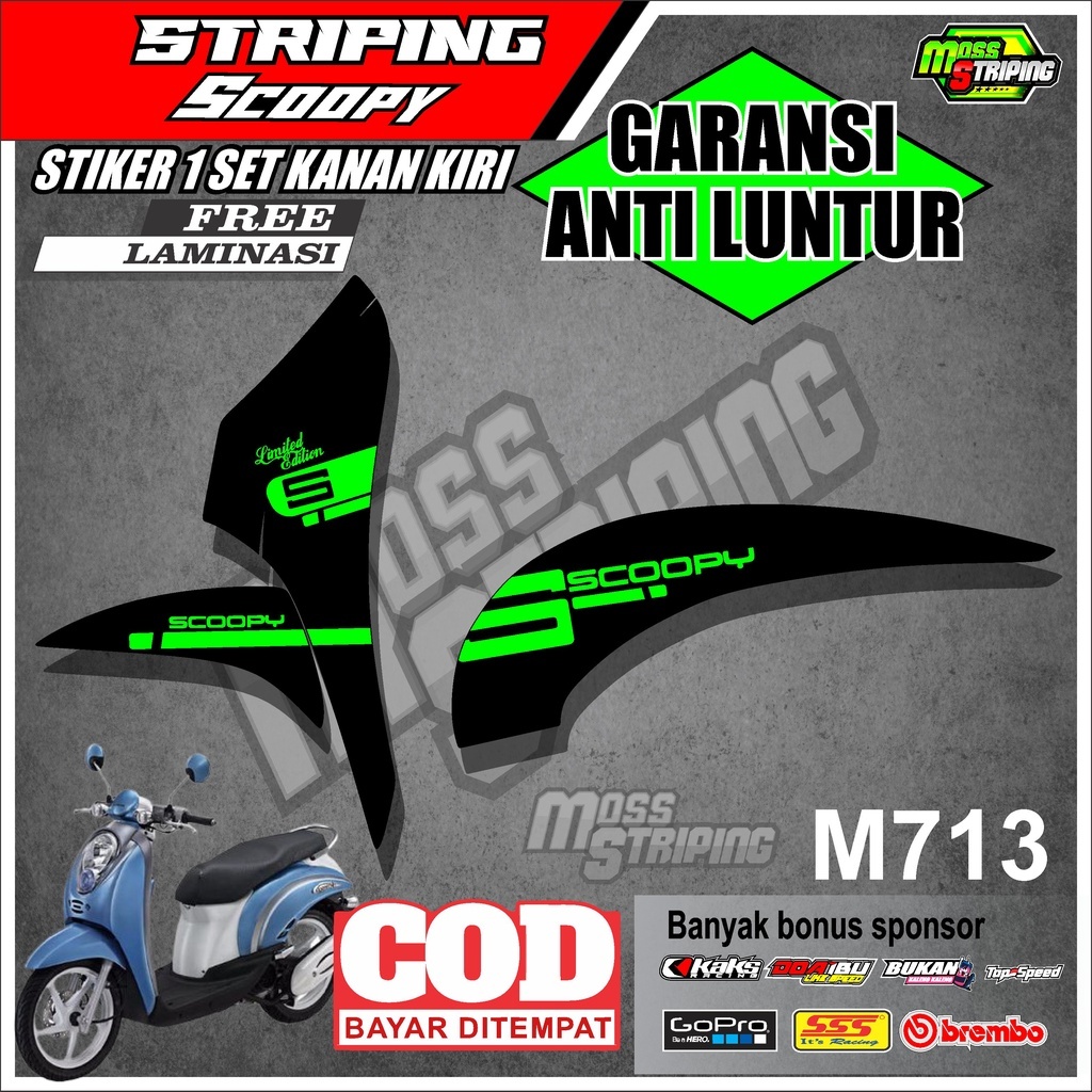 STIKER STRIPING MOTOR SCOOPY KARBU CARBU THN 2010 2011 2012 2013 M713 STICKER SETIKER SETRIP STRIP S