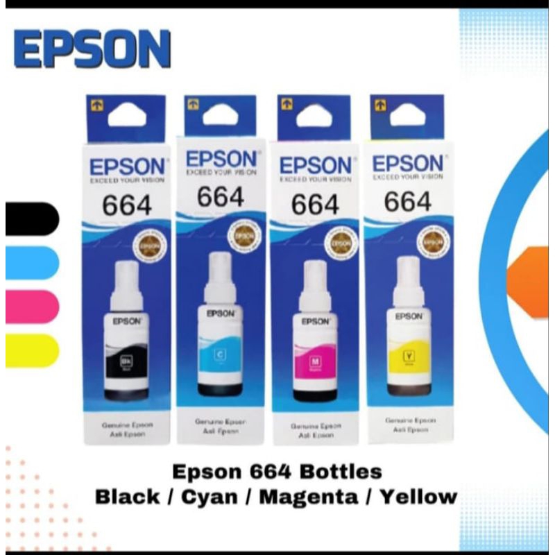 TINTA EPSON 664 T664 ORIGINAL FOR L100 L120 L210 L380 HITAM