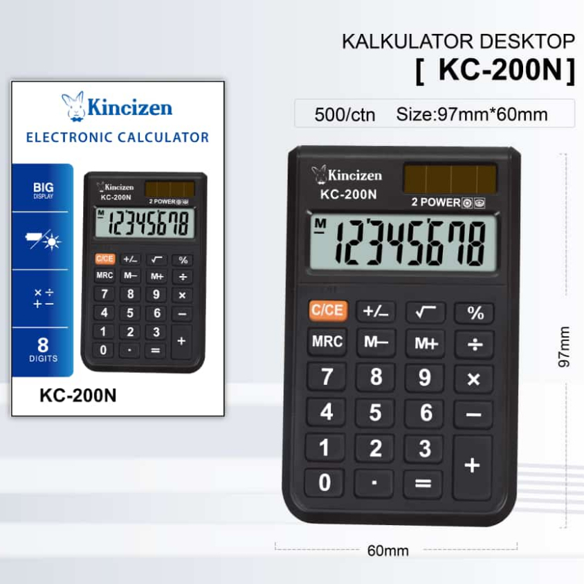 

Kalkulator KINCIZEN KC-200N Hitam ELEGAN KC200N KINCIZEN Kecil KC 200 N FREE SARUNG KALKULATOR KC 200