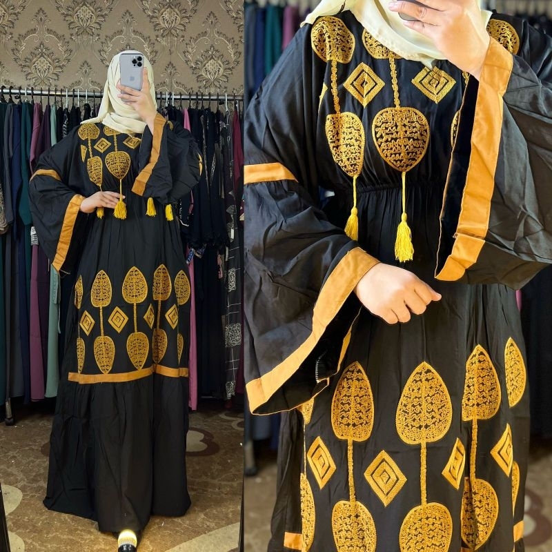 Dress Abaya Katun Bordir Cantik Terhits Original Mesir
