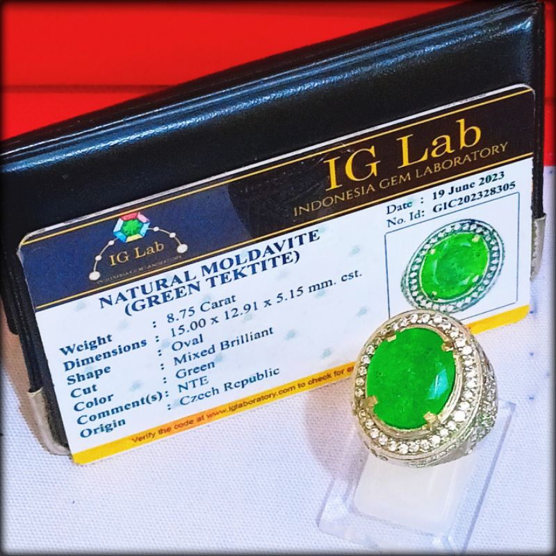 Cincin Batu Natural MOLDAVITE + Memo