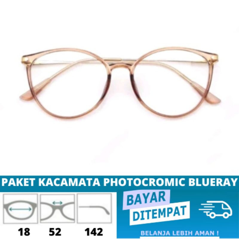 kacamata premium 8191 Lensa antiradiasi photocromic blueray bluecromic