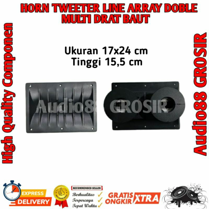 HORN TWEETER LINE ARRAY DOBEL 2X1 INC UKURAN 24X17 CM TINGGI 15 CM