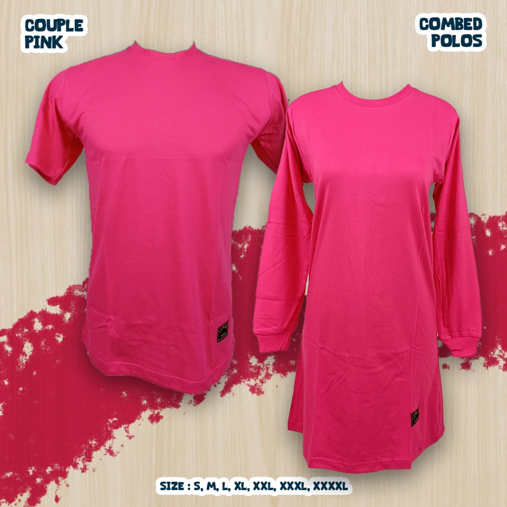 Kaos Polos Oblong Tunik Muslimah Couple Keluarga Seragam Keluarga/Olahraga/Santai/Outbond/Santai Pin